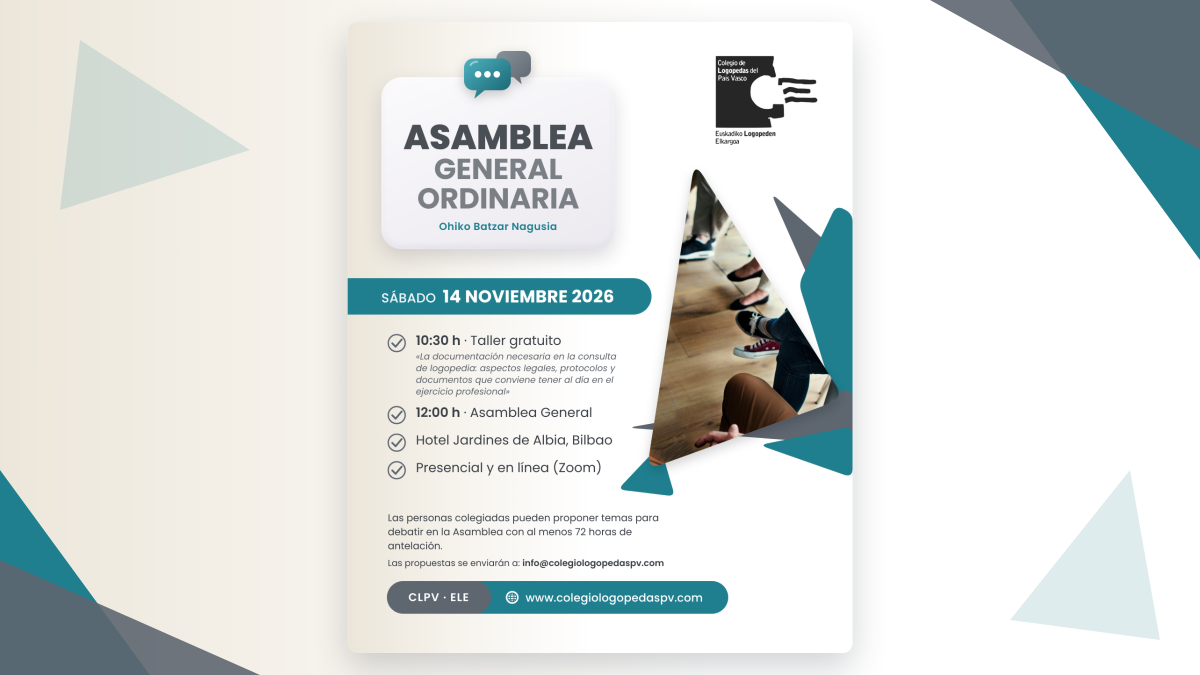 El Colegio celebra su Asamblea General Ordinaria el 14 de noviembre en Bilbao
